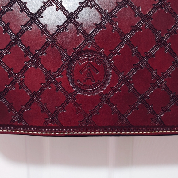 SILVERTIP Hobo Satchel Tooled Leather Saddle Brown and Turquoise Blue and Silver - Picture 12 of 12